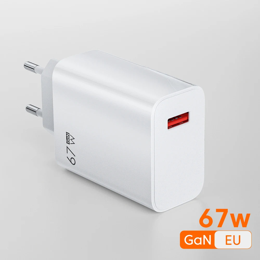 67W Charger Fast Charging Phone Charger Power Adapter Type C Cable For iPhone Samsung Xiaomi Huawei USB Quick Charge Charger