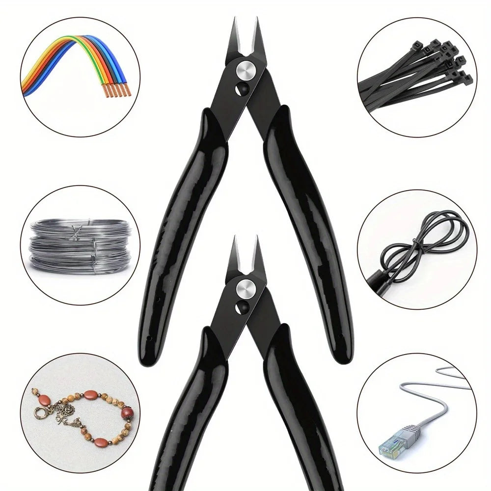 2Pcs Mini Nose Cutting Plier Electrical Wire Cable Cutter Metal Side Snips Flush Pliers Convenient Durable Tool