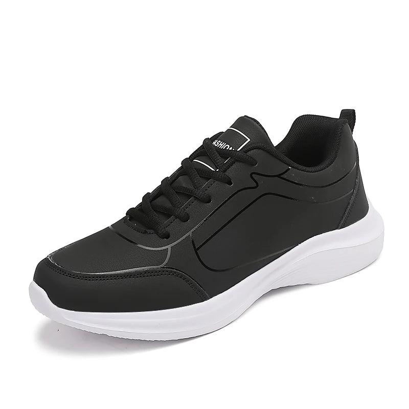 2025 New Lightweight Men Casual Leather Sneakers Non-slip Breathable Male Outdoor Running Shoes Lace Up Soft Sport Shoes