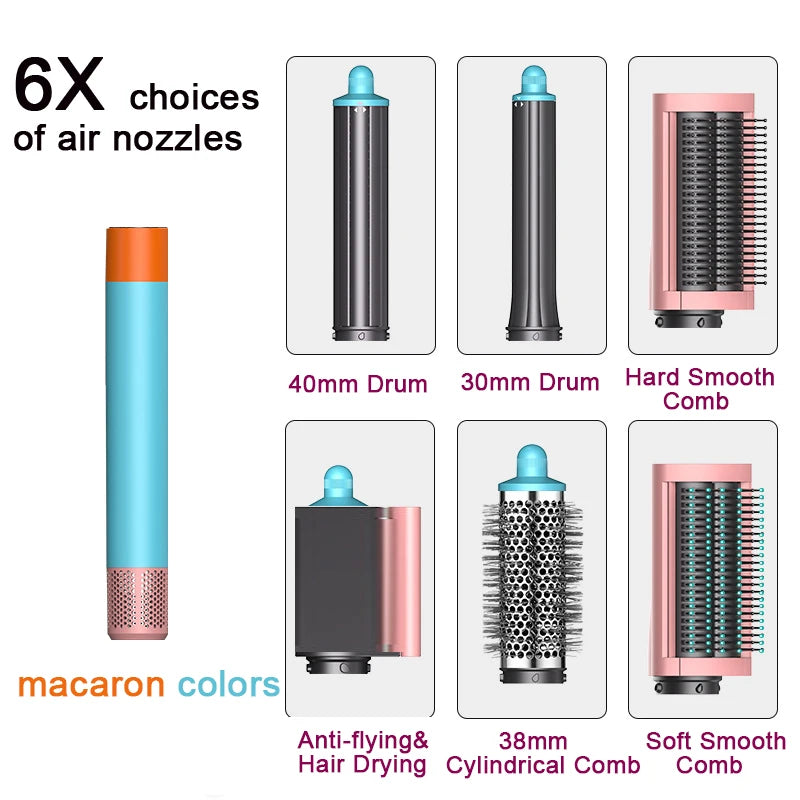 Professional 6IN1 1300W Multi-Functional Hair Styler - Dry, Straighten, Curl with Brush, Ideal for Salon & Home Use