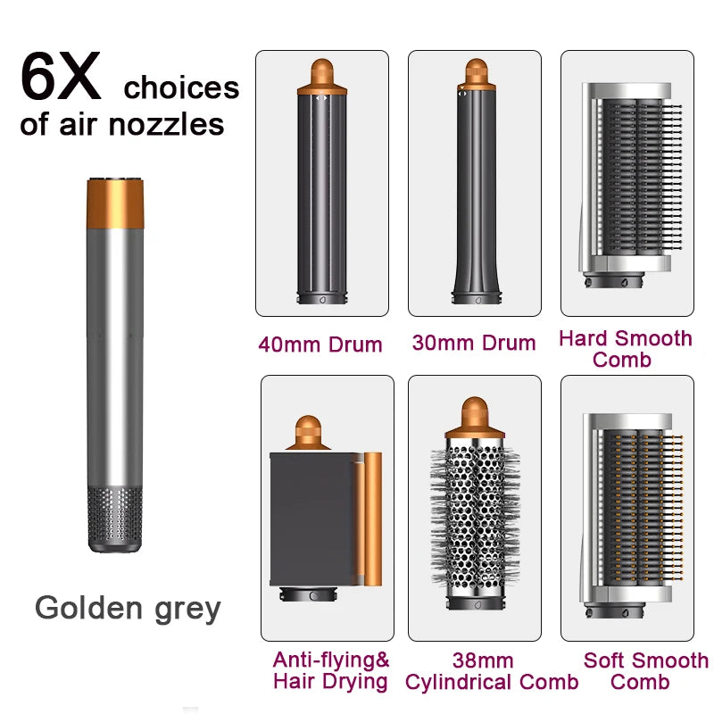 Professional 6IN1 1300W Multi-Functional Hair Styler - Dry, Straighten, Curl with Brush, Ideal for Salon & Home Use