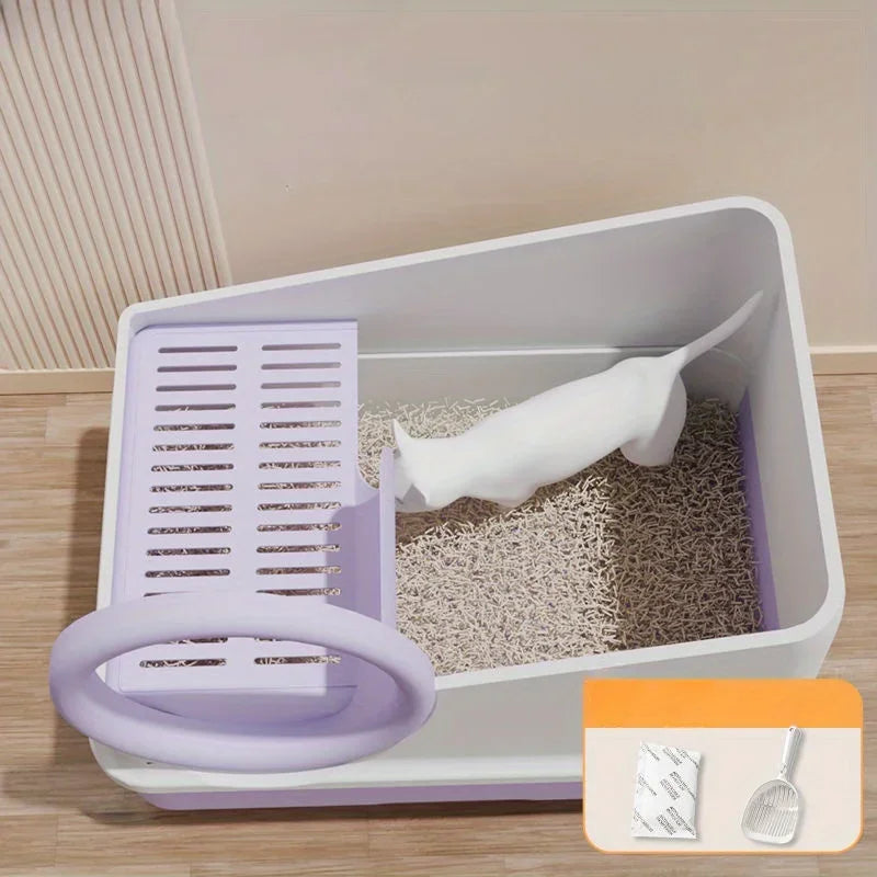 Plastic fully enclosed milk cake, oversized corridor drawer, cat litter box, anti sand and anti odor toilet for cats cat sandbox