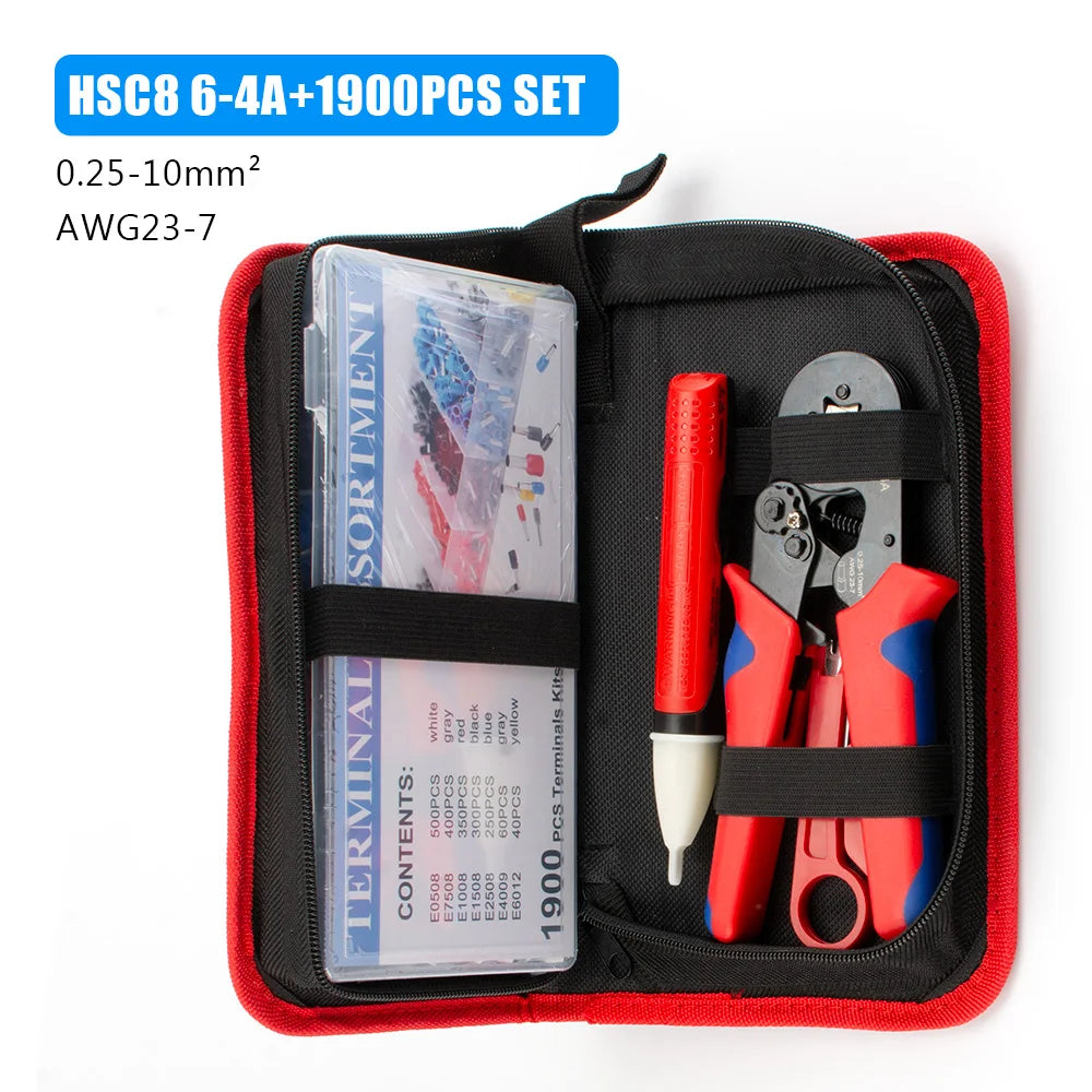 Household Electrical Kit With Box Ferrule Pliers Crimping Pliers HSC8 6-4A Tubular Terminal Crimper Wire Ferrule Crimper Tools