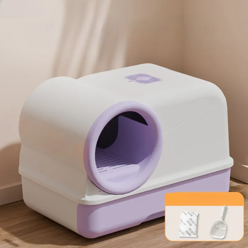 Plastic fully enclosed milk cake, oversized corridor drawer, cat litter box, anti sand and anti odor toilet for cats cat sandbox