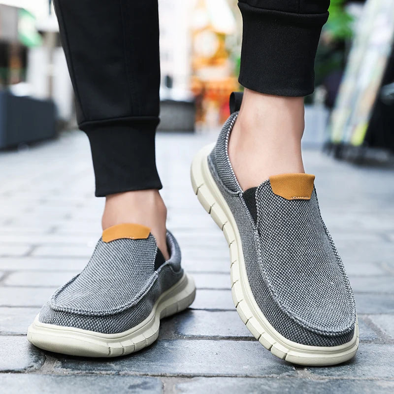 Fashion Men Driving Shoes Summer Canvas Shoes Breathable Comfortable Outdoor Slip On Walking Sneakers Classic Loafers For Men