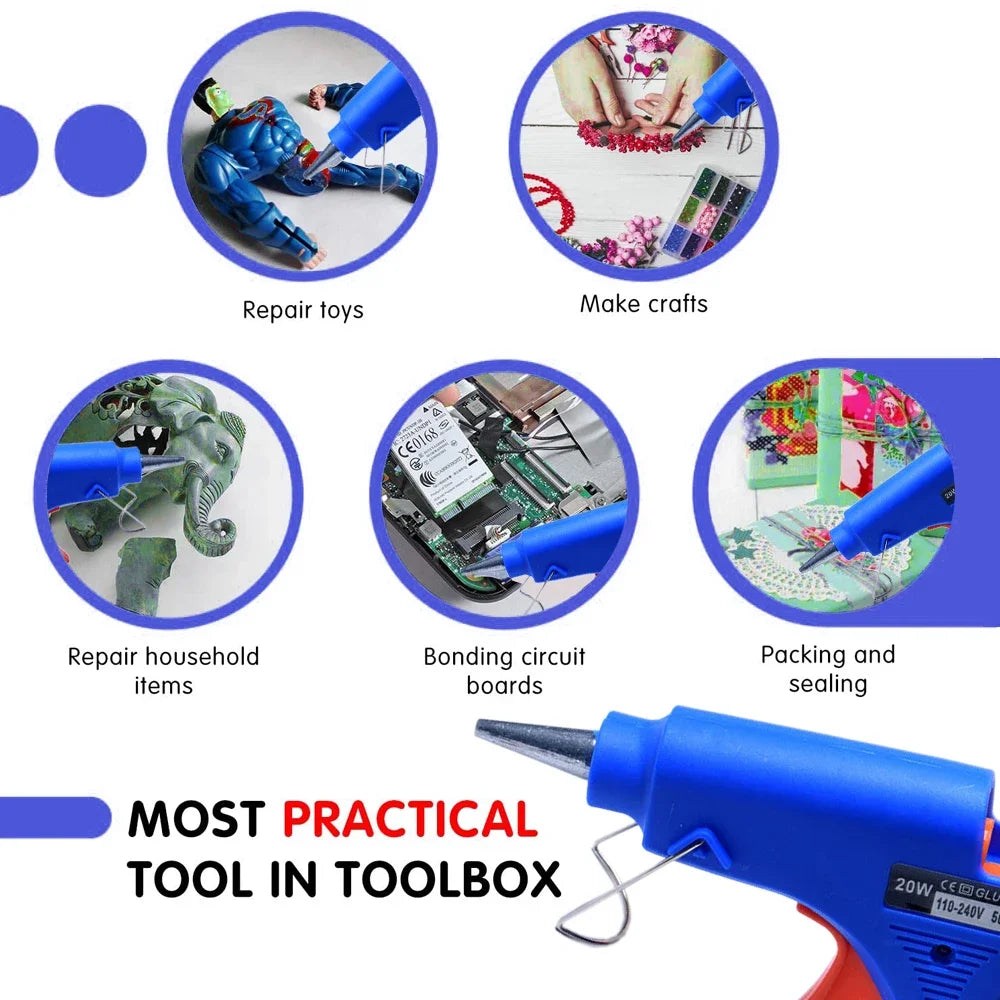Hot Sell DIZAINLIFE 20W EU Hot Melt Glue Gun 7mm Glue Sticks DIY Mini Electric Heat Temperature Repair Tool Industrial Thermo