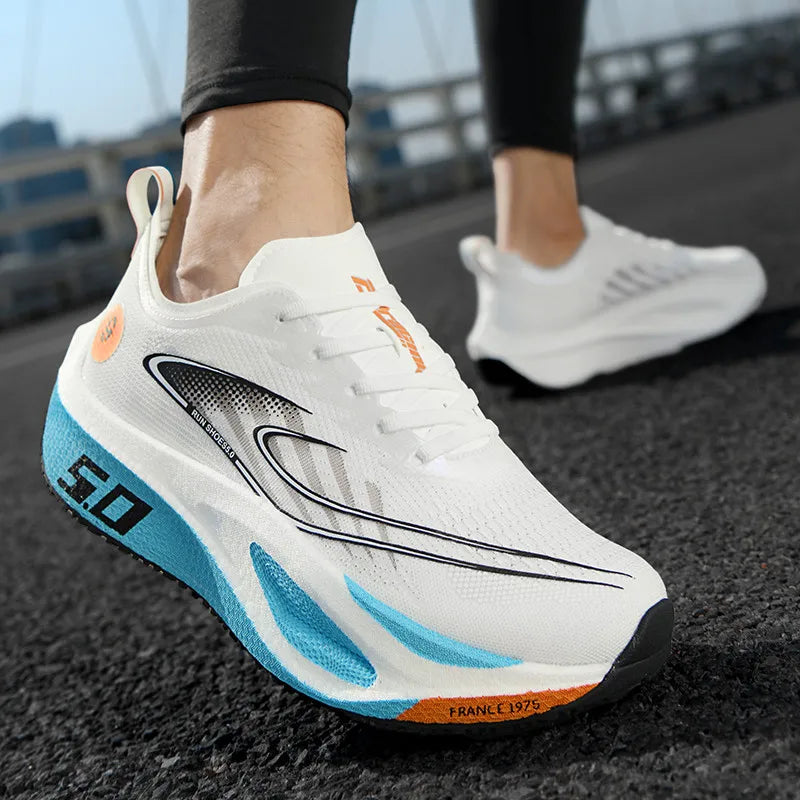 New Full-Length Carbon Plate Running Shoes for Men in Summer Mesh Breathable Professional Sports Shoes for Wiping with Sound and Really Explosive Running Shoes