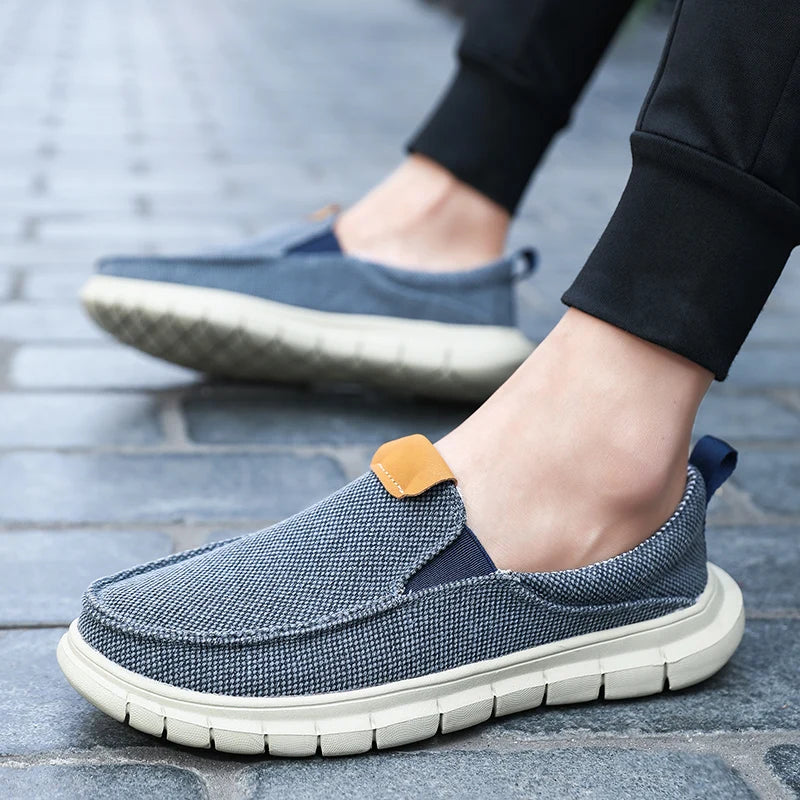 Fashion Men Driving Shoes Summer Canvas Shoes Breathable Comfortable Outdoor Slip On Walking Sneakers Classic Loafers For Men