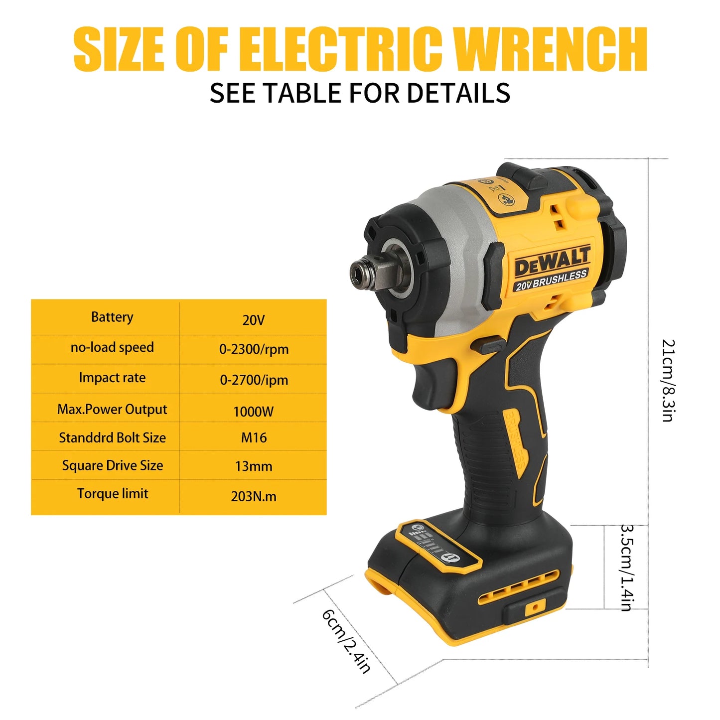 Dewalt DCF850 Rechargeable Cordless 20V Cordless Impact Wrench, Lithium Electric Battery, Power Tools, Original Large Torque