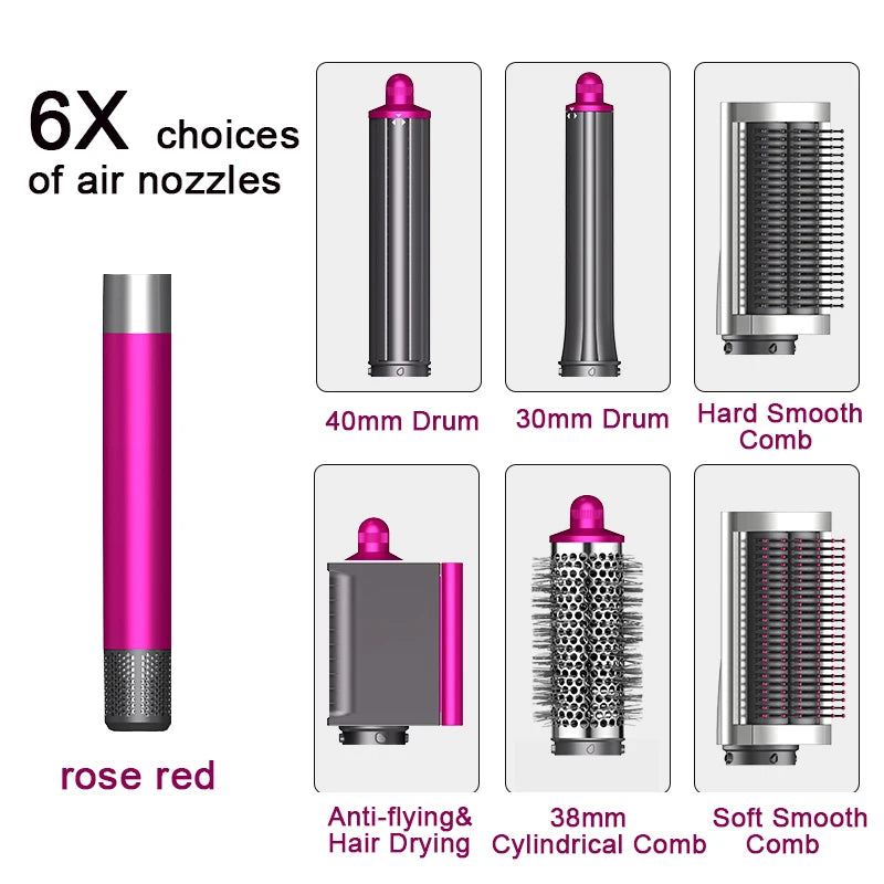 Professional 6IN1 1300W Multi-Functional Hair Styler - Dry, Straighten, Curl with Brush, Ideal for Salon & Home Use