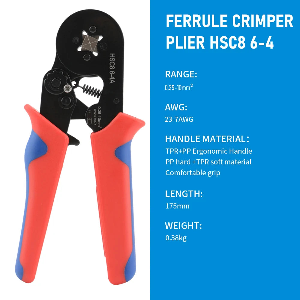 Household Electrical Kit With Box Ferrule Pliers Crimping Pliers HSC8 6-4A Tubular Terminal Crimper Wire Ferrule Crimper Tools