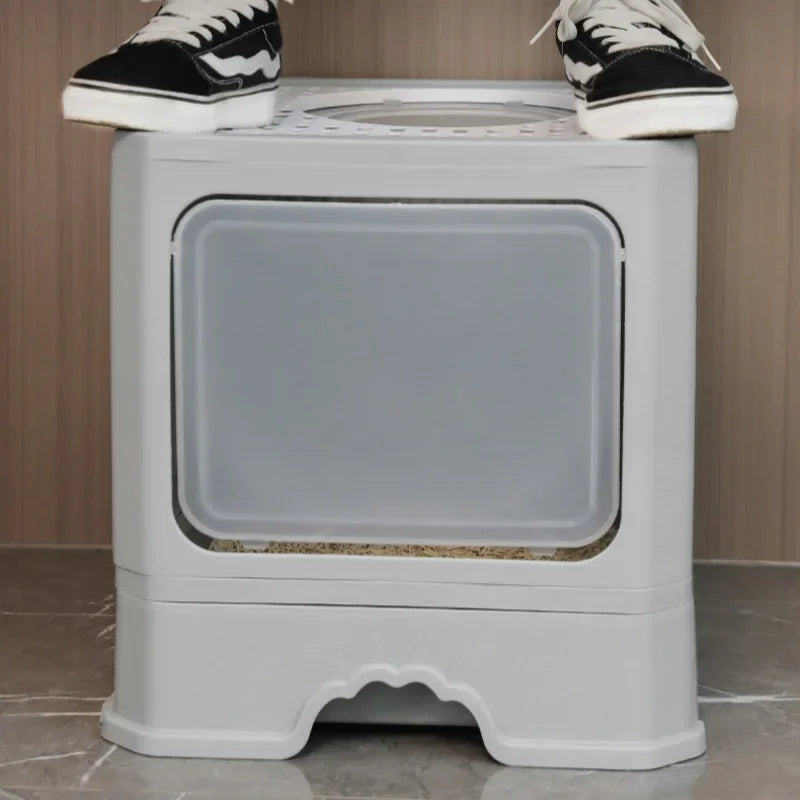 Extra Large Cat Litter Box Totally Closed Cat Sandbox with Drawer Anti-Splash Cat Litter Pan Detachable Odor Removal Cat Toilet