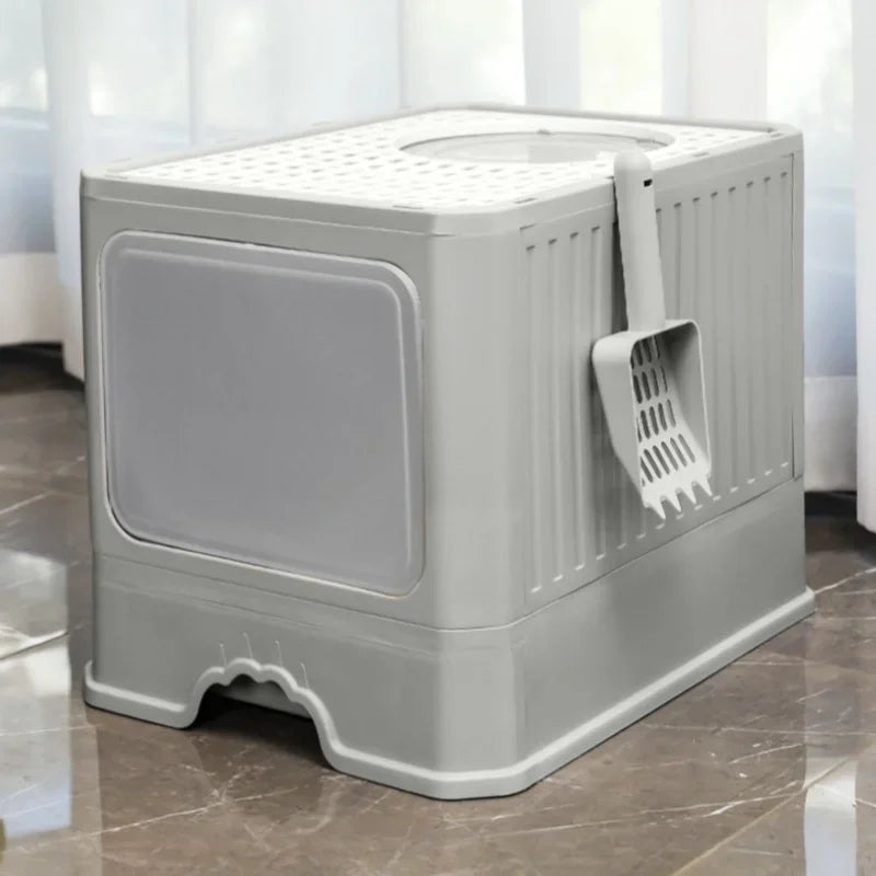 Extra Large Cat Litter Box Totally Closed Cat Sandbox with Drawer Anti-Splash Cat Litter Pan Detachable Odor Removal Cat Toilet