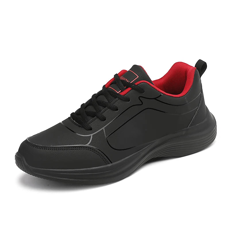 2025 New Lightweight Men Casual Leather Sneakers Non-slip Breathable Male Outdoor Running Shoes Lace Up Soft Sport Shoes