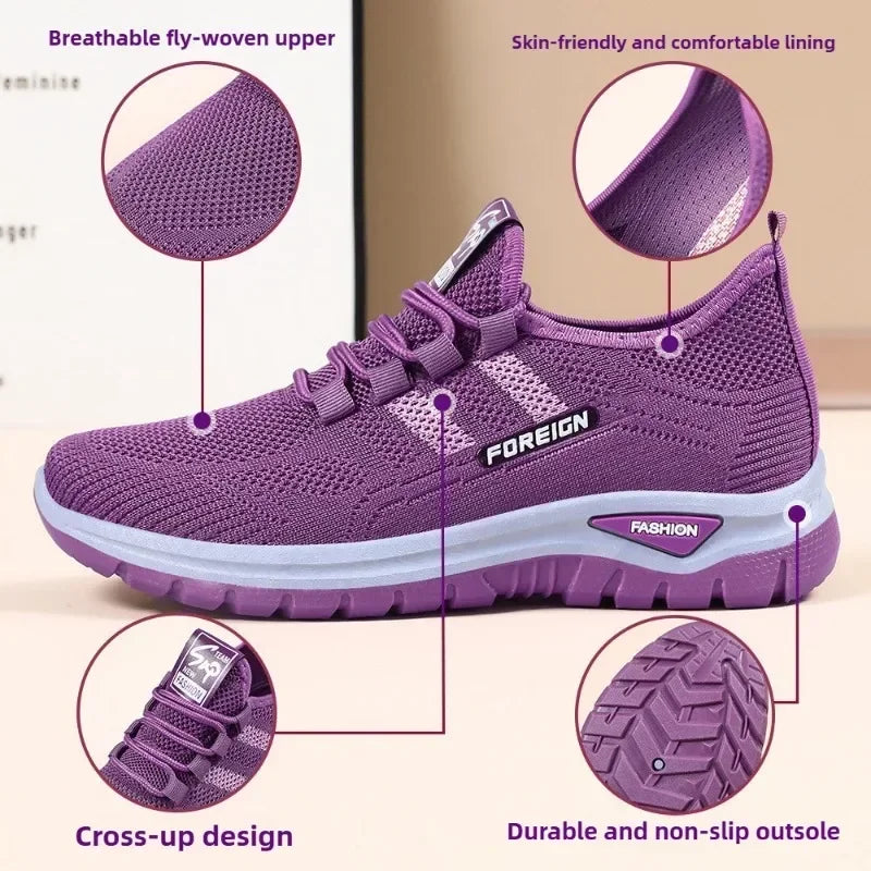 2025 Spring Fashion Women's Shoes High quality Anti slip and Wear resistant Sports Shoes Mesh Breathable Walking Shoes Designer