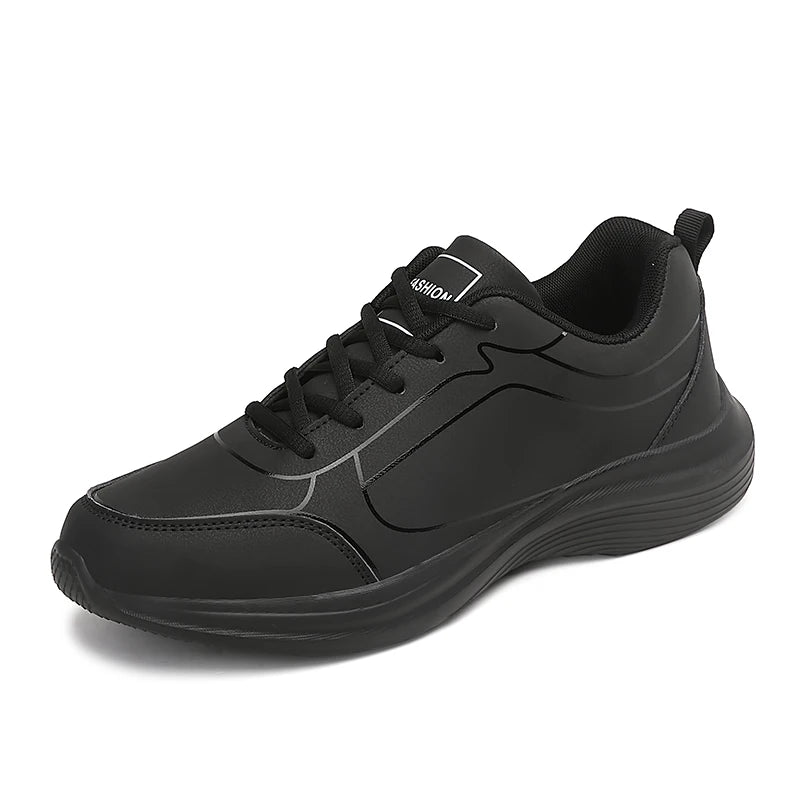 2025 New Lightweight Men Casual Leather Sneakers Non-slip Breathable Male Outdoor Running Shoes Lace Up Soft Sport Shoes