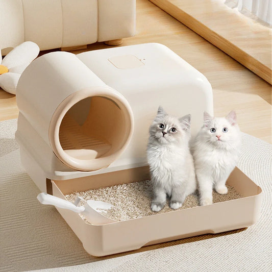 Plastic fully enclosed milk cake, oversized corridor drawer, cat litter box, anti sand and anti odor toilet for cats cat sandbox